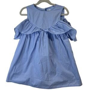Zara Kids Girls Blue Open Shoulder Cape Sleeve Dress Size 7